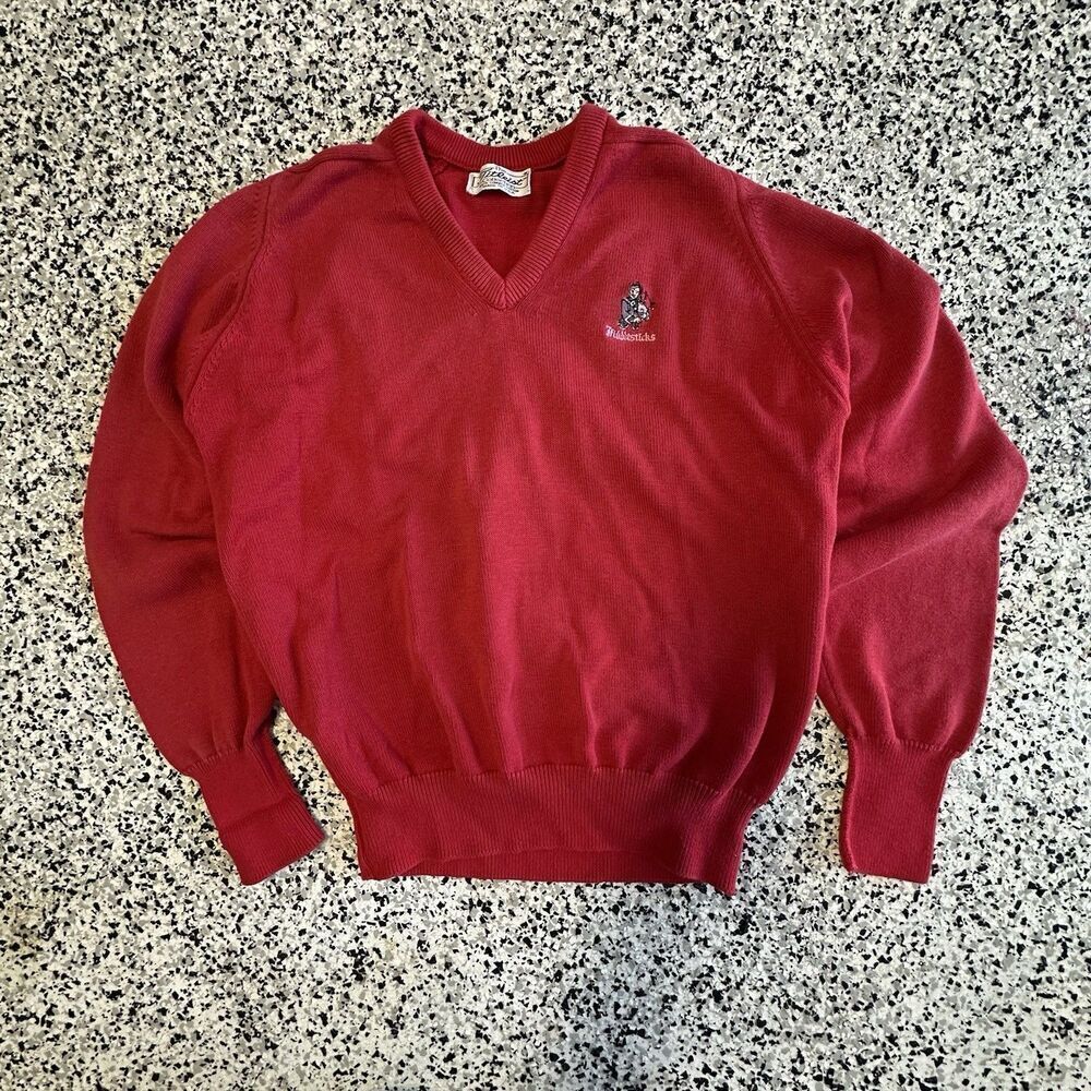 Vintage 90s Titleist Golf Sweater Men’s Medium Red V-Neck Pullover Made in USA